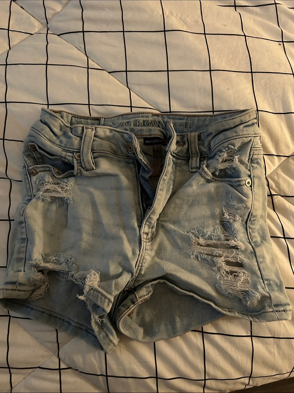 American Eagle Outfitters Light Wash Distressed Denim Shorts
